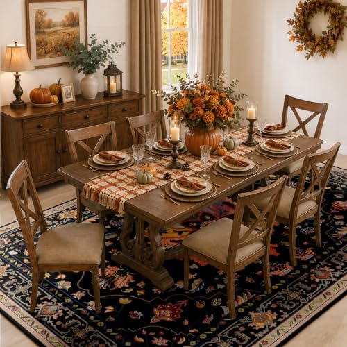 RELEANY Washable Area Rug, Large 9'x12', Black/Colorful
