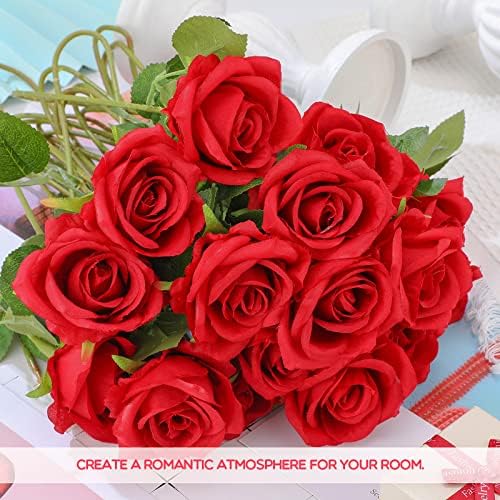 Jexine 100 Pcs Artificial Roses Flowers Bulk, Red