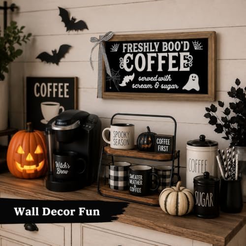 Halloween Coffee Bar Decor Freshly Booed Coffee Sign Wall Table