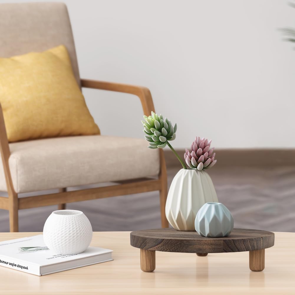 Plant Riser Desktop Plants Stand Wood Stool Mini Risers for Top Pots Indoor / Brown / 9.8 Inches