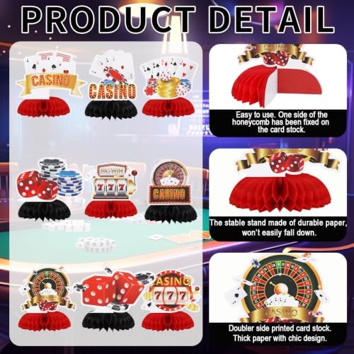 TONIFUL 9 Pcs Casino Party Decorations Casino Centerpieces for Table