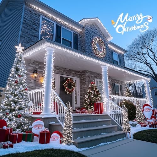 JMEXSUSS Clear Wire 720LED 230 FT White Christmas Lights with 8 Modes