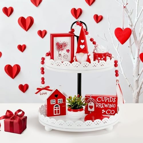 Valentine's Day Decorations for Home Office 8 PCS Tiered Tray Decor Set