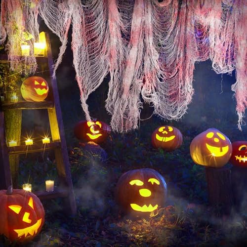 Biubee 5 Pack 30'' x 72'' Stretchy Blood Red Creepy Cloth Halloween Decor