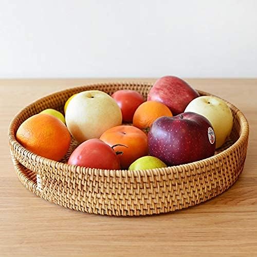 Round Rattan Serving Tray Decorative Woven Ottoman Trays / 11.8 / Natural / 11.8 x 2