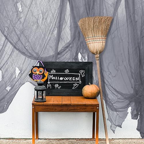 200" x 40" Halloween Creepy Cloth, Gray Halloween Spooky Fabric Cloth