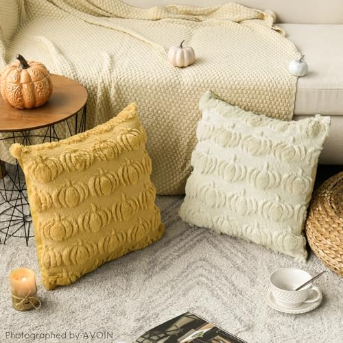 AVOIN colorlife Caramel Yellow Beige Fall Throw Pillow Covers 18x18 Inch