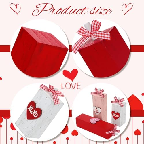 Redbaker 3 Pcs Valentines Day Table Decor, Be Mine Love Wood Sign for Home