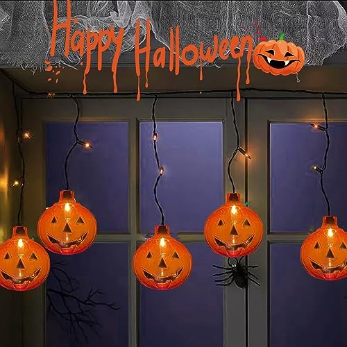 Halloween Pumpkin Icicle Lights, 7Ft Outdoor Halloween Decorations String Light with 10 Pumpkin Light 15 Mini Orange Bulbs, Plug in Pumpkin Curtain Lights for Indoor Outdoor Patio Party Holiday