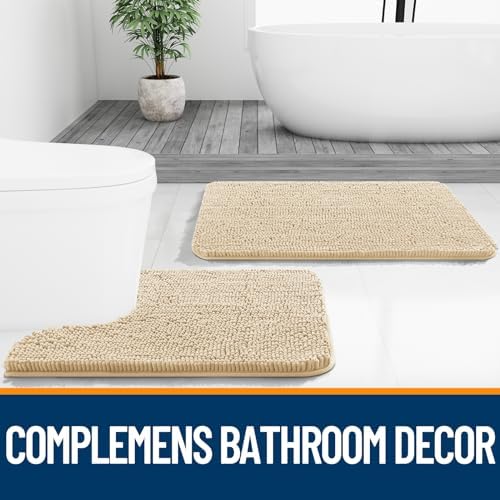 OLANLY Bathroom Runner Rugs 47x24, Extra Soft Absorbent Chenille Bath Rugs