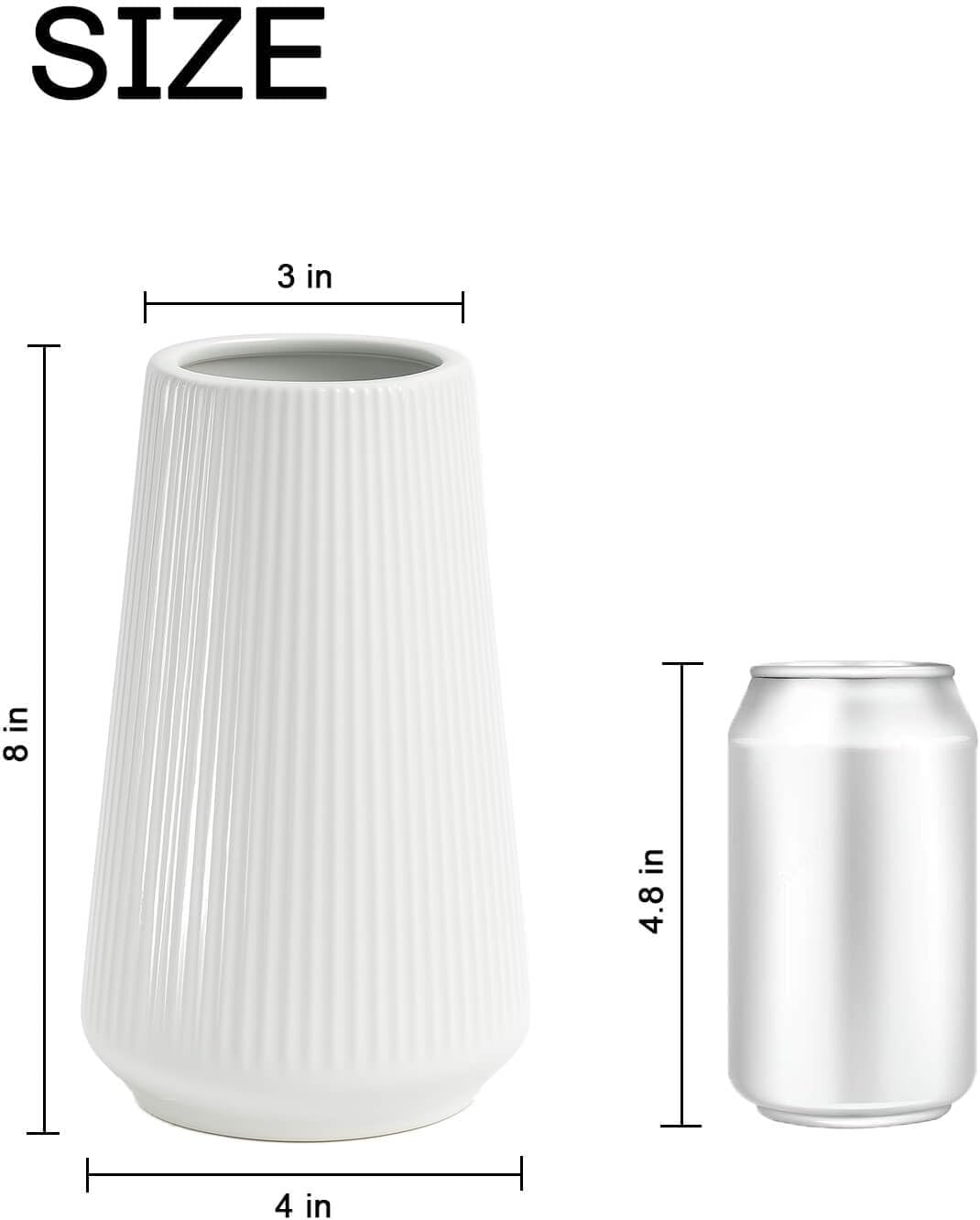 Modern Vase / Ceramic Vase / White01 / White / 8 Inch