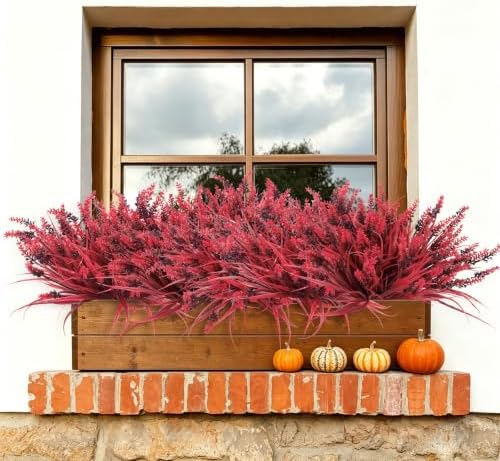 RECUTMS 12Pcs 14.6" Artificial Fall Flower Plants Outdoors Faux Greenery