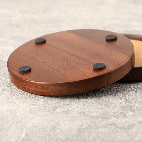 Holder / Wood Cork Coasters for Drinks Absorbent / 4.33 Inches