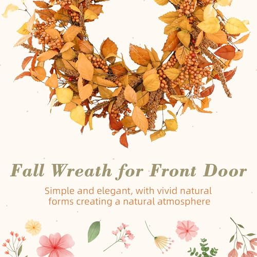 YNYLCHMX 20" Fall Wreath for Front Door, Eucalyptus and Sorghum Decor