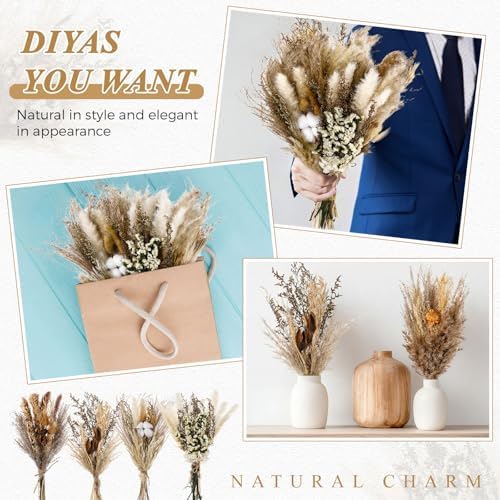 Layhit 8 Pack Large Size Boho Dried Flowers 15-17 Inch, Classic
