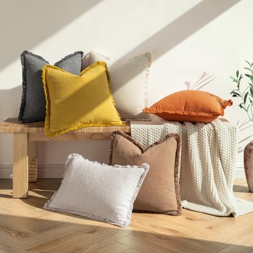 MIULEE Linen Decorative Fall Euro Throw Pillow Covers Burnt Orange 24x24