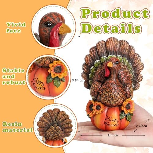Thanksgiving Table Decor Fall Harvest Turkey Figurine for Home Decro
