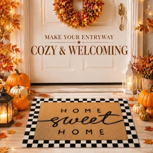 Tinideya 2 Pcs Home Sweet Home Layered Mat for Front Door