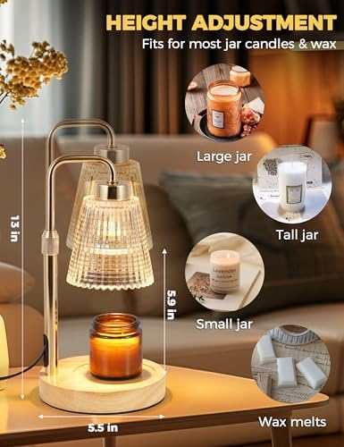 Modern Candle Warmer Lamp with 24h Cycle Timer, Dimmable Wax Melt Warmer