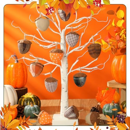 SmoothNovelty 12 Pcs Fall Felt Acorn Ornaments Thanksgiving Hanging Decor
