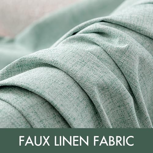 MIULEE 100% Blackout Linen Curtains for Bedroom 42x63 Inches Seafoam Green