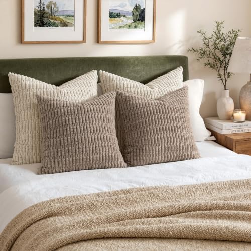 MIULEE Euro Sham Decorative Throw Pillow Covers 26x26 Light Brown Pack of 2