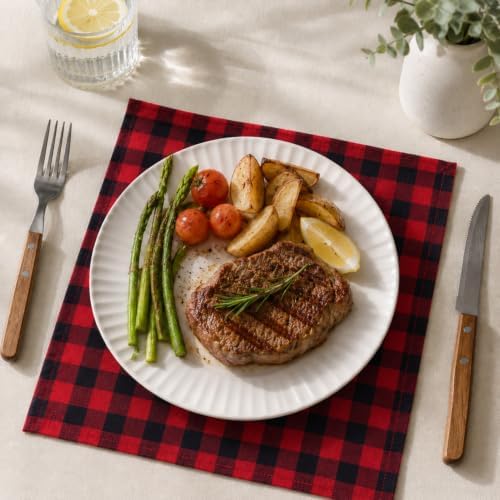 Blue Needles Buffalo Plaid Gingham Cloth Napkins Cotton Set of 12-18"x18"