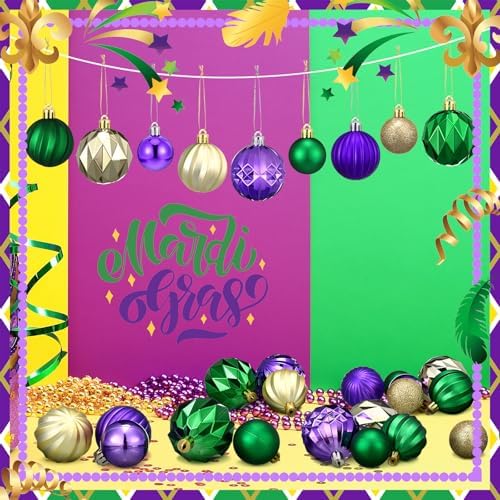 Syhood 64 Pcs Christmas Tree Decoration Ball Ornaments, Purple Green Gold