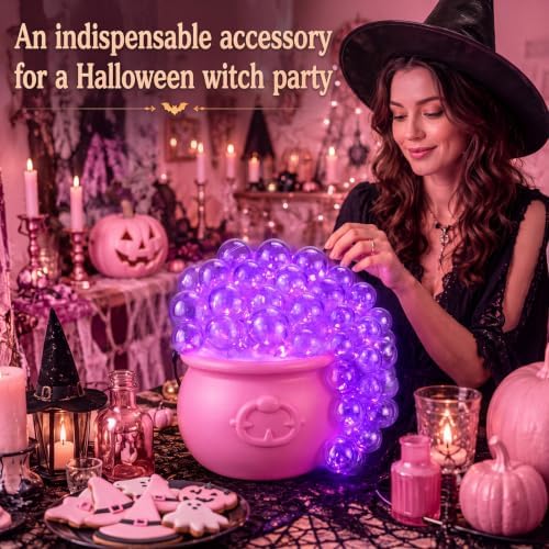 Pinkunn Pink Halloween Decoration Pink Bubbling Cauldron Decor