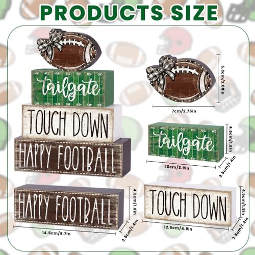 4Pcs Football Table Decoration Happy Football Wooden Block Sign