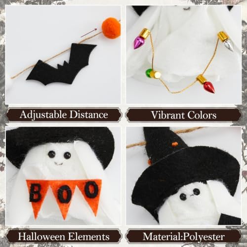 DN DECONATION Halloween Garland for Mantle, Ghost Bat Decor for Wall Party