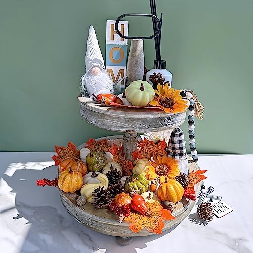 Winlyn 60 Pcs Assorted Small Artificial Pumpkins and Gourds with Acorns Pinecones Maple Leaves Sunflowers Fall Harvest Decoration Set for Thanksgiving Halloween Bowl Filler Table Centerpiece Wreaths
