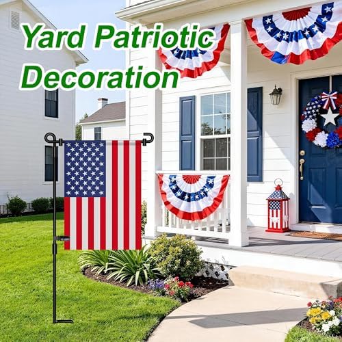 HOOSUN Garden Flag Stand, Premium Garden Flag Pole Holder Metal Wrought Iron Powder-Coated Weather-Proof Paint (2 Pack) with Tiger Clip and Spring Stoppers