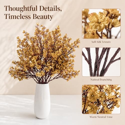 Mandy's 15 Bundles Artificial Gold Baby’s Breath Flowers