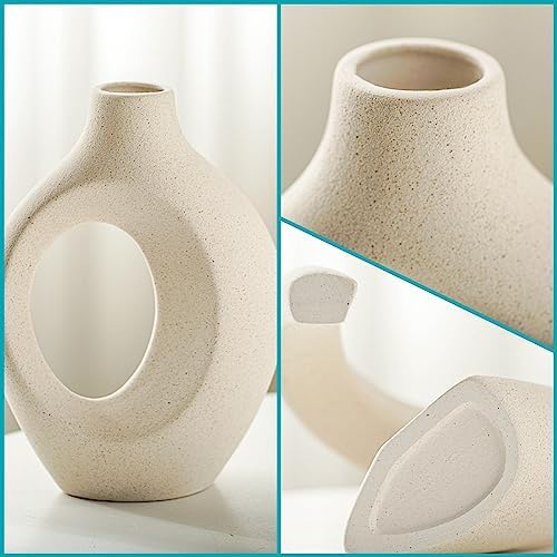 Snuggle Hollow Ceramic Vase / Large Cream White / Set of 2
