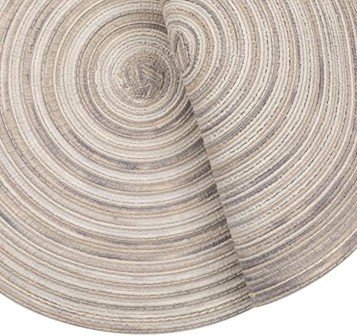 SHACOS Round Braided Placemats 15 inch Set of 6 Washable Kitchen Table Placemats for Home Wedding Party (Rainbow Gray, 6)