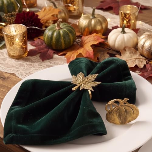 Patelai 8 Pieces Fall Thanksgiving Napkin Ring Set Pumpkin Napkin Holder