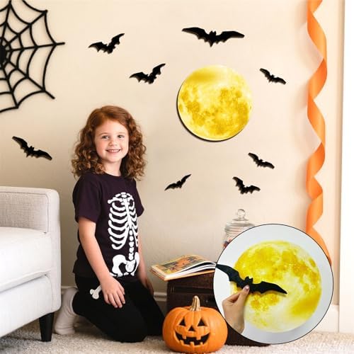 Halloween Moon Bat Wall Decor Wood Halloween Wall Art Party Decorations