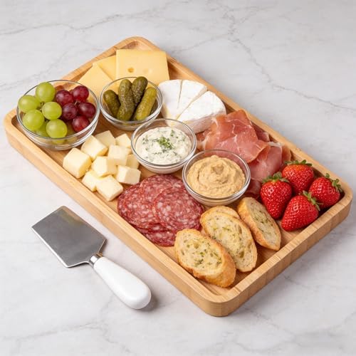 VERTORGAN Bamboo Serving Tray,15.8x9.8 Inch Trays,Home Decor(Natural)