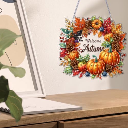 VODAPYC Welcome Autumn Diamond Art Hanging Kits for Adults