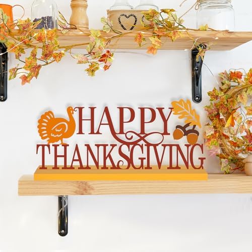 Metal Happy Thanksgiving Sign Decorations for Home Party Shelf Mantel