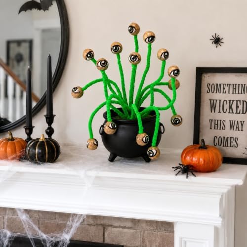 Watayo 16 Pcs Halloween Eyeball Picks, 10" Bendable Spooky Eye Ball Stems