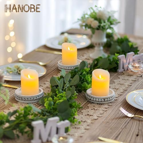 Rustic Farmhouse Wooden Candlestick Holders / 5.11 / White Washed / Set of 3