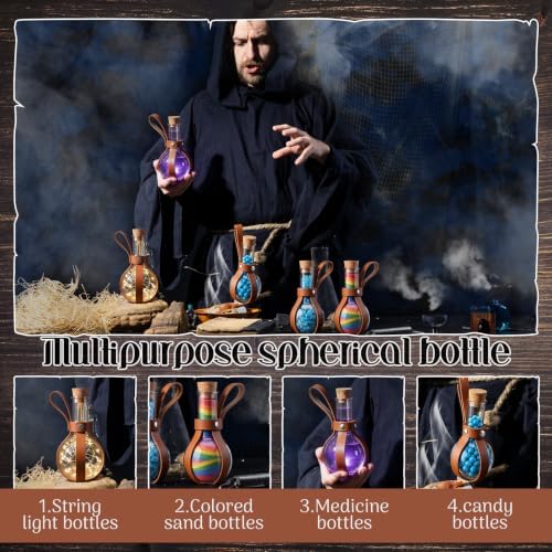 Baderke 3 Set 3oz Plastic Potion Bottle with Cork Stopper, Coffee