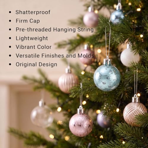DecorbyHannah 49ct Pink Blue Mini Christmas Ornaments Set Tree Decoration