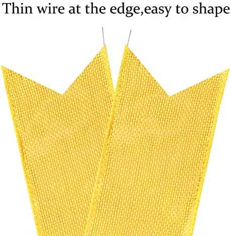 Hongsome 2 Pcs Large Yellow Easter Wreath Bow Decor, Classic Glitter String & Burlap Ribbon, Spring/Summer/Autumn/Winter Tree Topper Bows