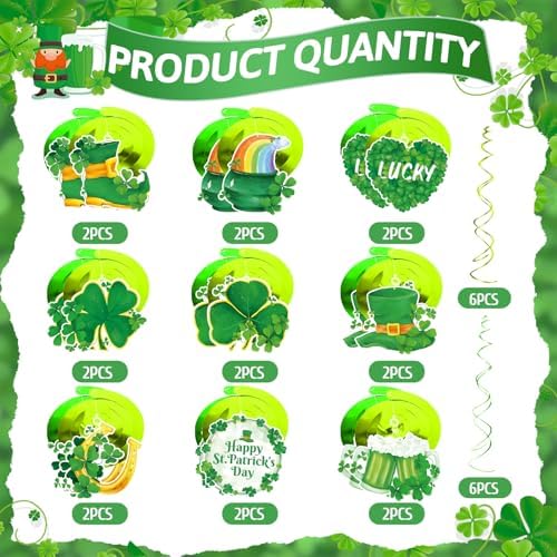 FRIDAY NIGHT 30Pcs St. Patrick's Day Hanging Swirls