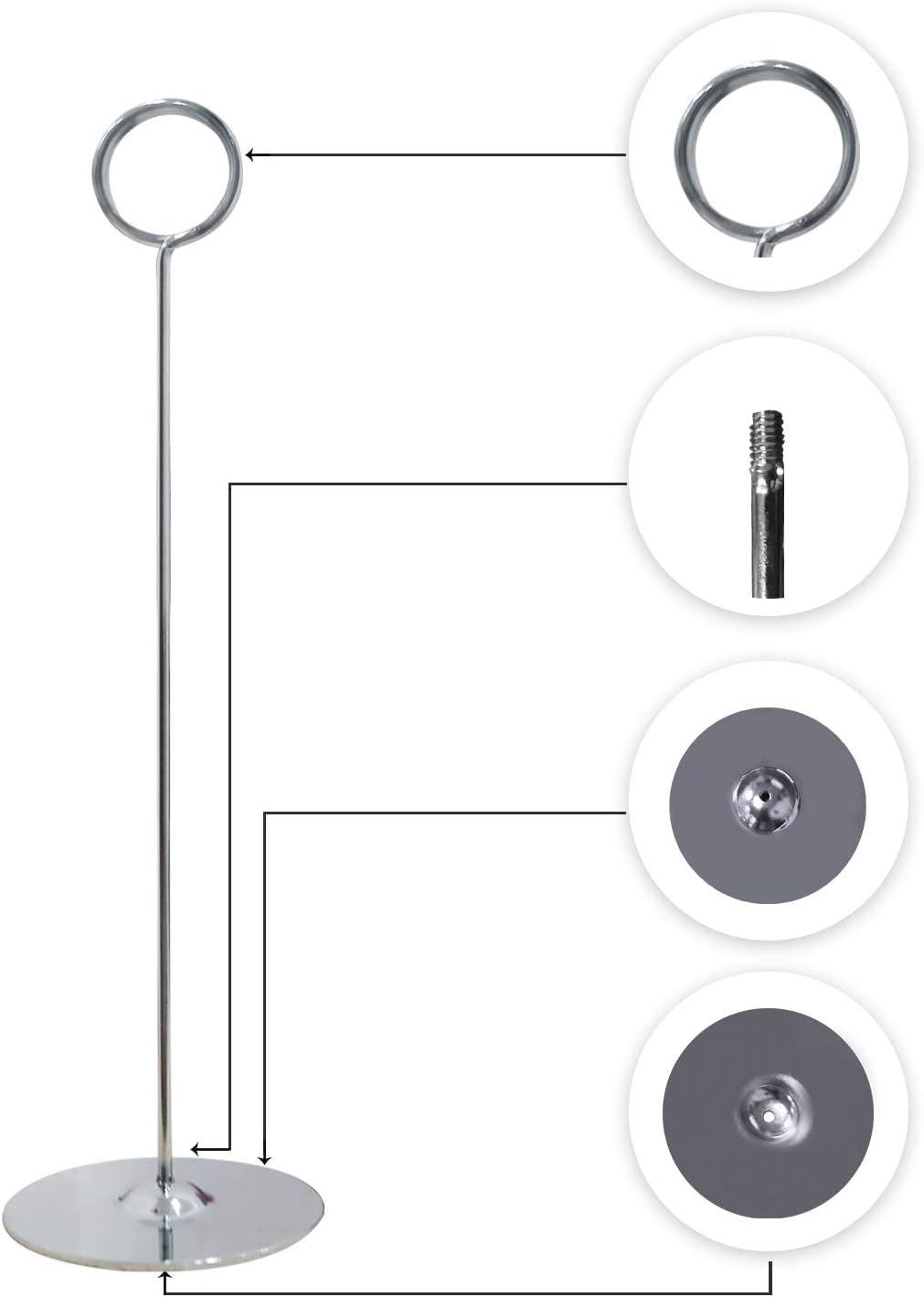 Urban Deco 16 Pieces Table Card Holder 8 inches Silver Place Steel Card holders for Photos, Food Signs, Memo Notes
