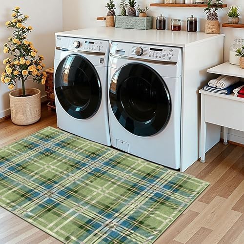Plaid Outdoor Rug - 28"x43" Front Door Mat Indoor Outside Entrance