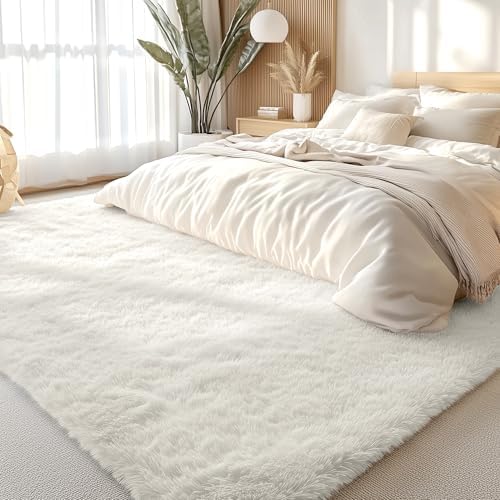 OLANLY 5x11 Machine Washable Large Area Rugs for Living Room, Bedroom, Soft Fluffy Shaggy Bedside Rug, Indoor Floor